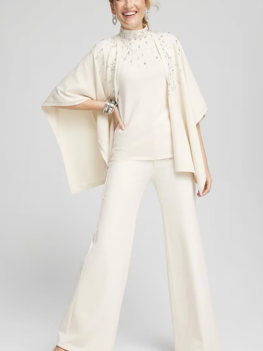 Chico's Ivory Wide-Leg Palazzo Pants